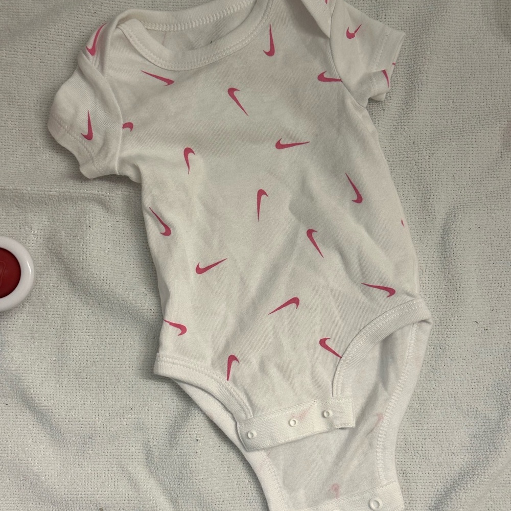 Nike White and Pink Bodysuit with Sporty Design